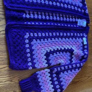 Purple and Pink Crochet Cardigan
